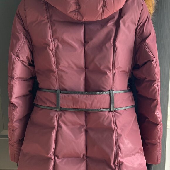Mackage Burgundy Down Coat with Natural Fur Trip - Exce Condition, Size L-10 - Picture 6 of 10